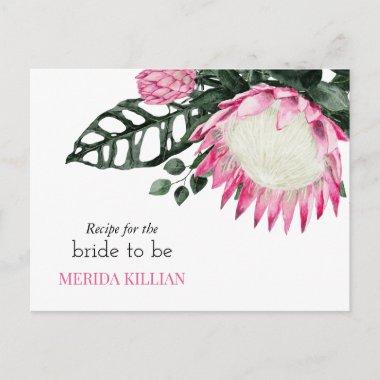Pink Protea Tropical Floral Bridal Shower Recipe PostInvitations