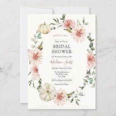 Pink Pumpkin Florals and Greenery Bridal Shower Invitations