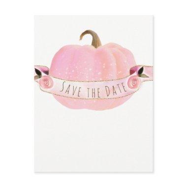 Pink Pumpkin Sparkle Autumn Rustic Save the Date Announcement PostInvitations