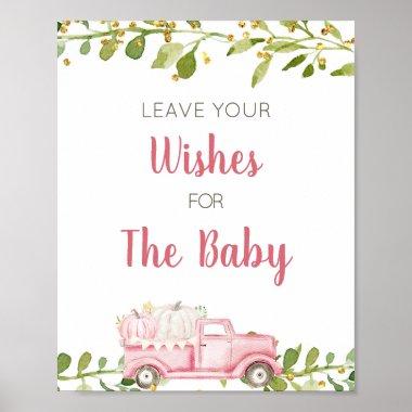Pink Pumpkin Truck Baby Shower Wishes for Baby Pos Poster