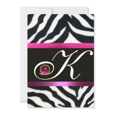 PINK,PURPLE BLACK WHITE ZEBRA FUR MONOGRAM fuchsia