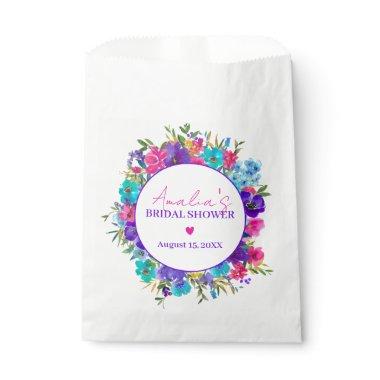 Pink Purple Blue Flower Bridal Shower Favor Bag