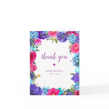 Pink Purple Blue Wildflower Bridal Shower Thank You Invitations