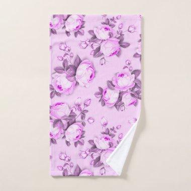 Pink purple chic floral hand towel