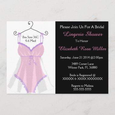 Pink & Purple Corset Lingerie Bridal Shower Invite