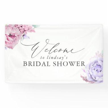 Pink Purple Floral Bridal / Baby Shower Welcome Banner