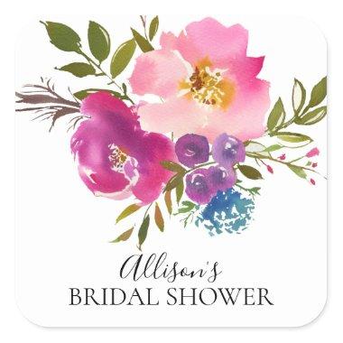 Pink & Purple Flowers Bridal Shower Envelope Seal
