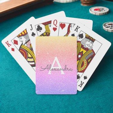 Pink Purple Glitter and Sparkle Monogram Poker