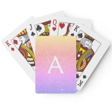 Pink Purple Glitter and Sparkle Monogram Poker