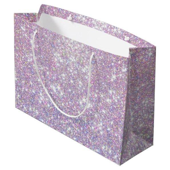 Pink Purple Glitter Confetti Stars Large Gift Bag