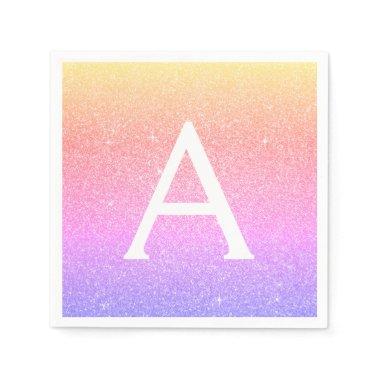 Pink - Purple Glitter & Sparkle Monogram Birthday Napkins