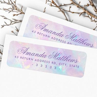 Pink purple opal look calligraphy script return label