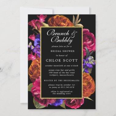 Pink Purple Orange Floral Brunch and Bubbly Invitations