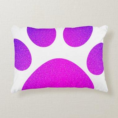 Pink Purple Paw Print Glittery Ombre Gift 2023 Accent Pillow