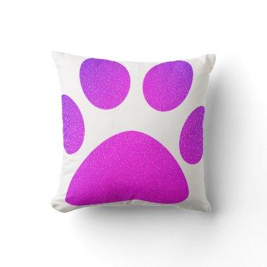 Pink Purple Paw Print Glittery Ombre Gift 2023 Outdoor Pillow