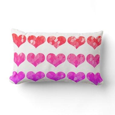Pink Purple Red Heart Patterns Lovely Cute White Lumbar Pillow