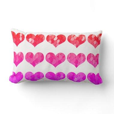 Pink Purple Red Heart Patterns Lovely Cute White Lumbar Pillow