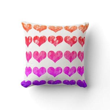 Pink Purple Red Heart Patterns Lovely Cute White Throw Pillow