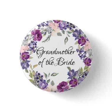 Pink & Purple Rose Floral Grandmother of the Bride Button