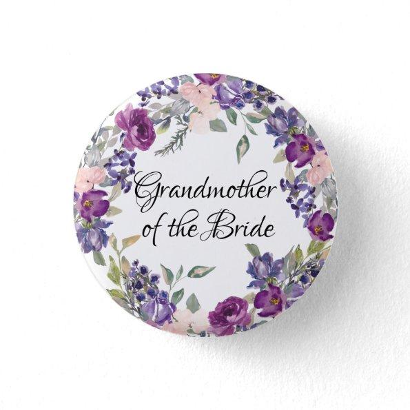 Pink & Purple Rose Floral Grandmother of the Bride Button