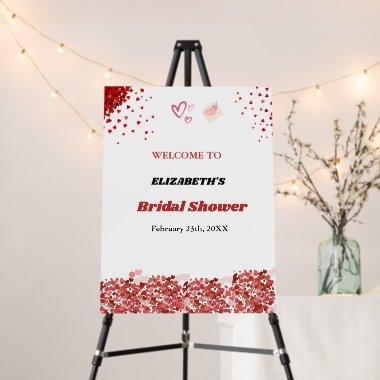 Pink &r ed heart Valentine Bridal Shower Welcome Foam Board