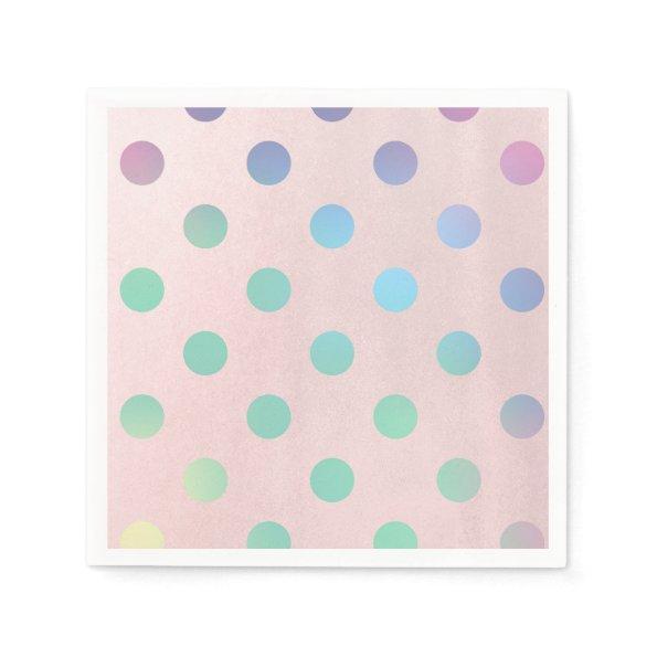 Pink Rainbow Pastel Polka Dots Birthday Party Paper Napkins