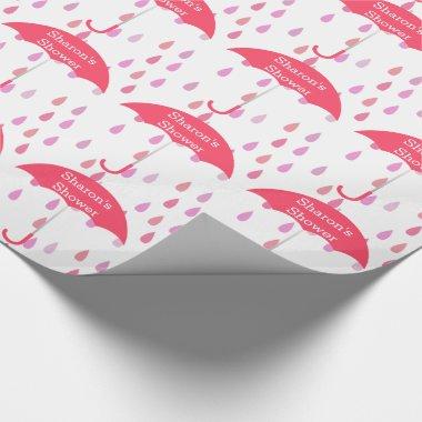 Pink Raindrops Custom Shower Wrapping Paper
