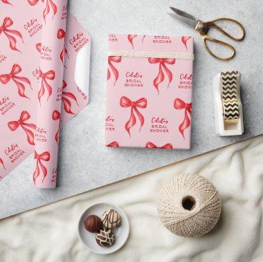 Pink Red Bow Personalized  Wrapping Paper