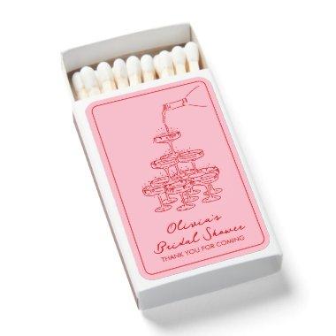 Pink & Red Champagne Tower  Favor Matchboxes