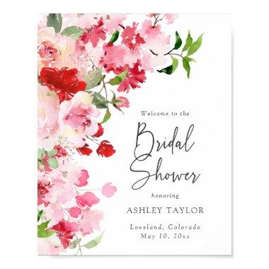 Pink Red Floral Bridal Shower Poster