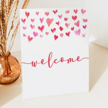 Pink Red Hearts Mini Welcome Table Party Sign