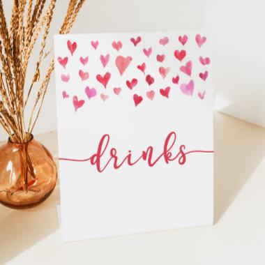 Pink Red Hearts Valentine Drinks Table Party Sign