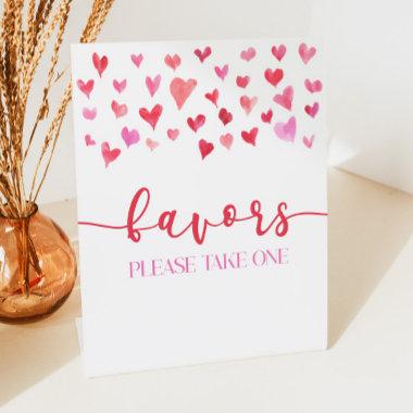 Pink Red Hearts Valentine Party Favors Table Sign
