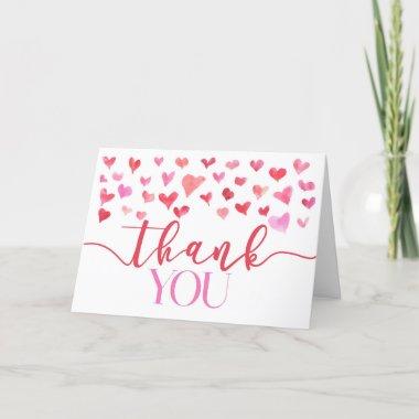Pink Red Hearts Valentine Party Foldable Thank You Invitations