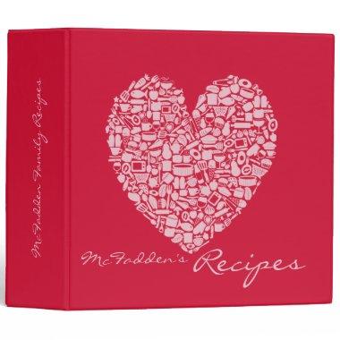 Pink & Red Love Heart Recipe Binder