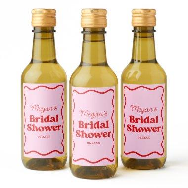 Pink Red Wavy Border  Mini Wine Label