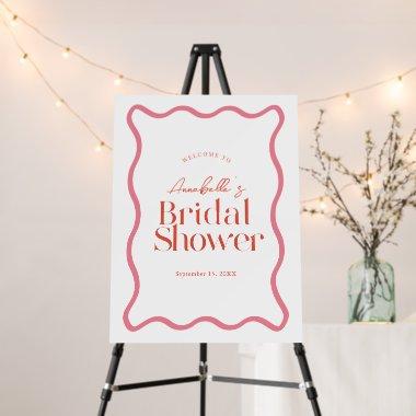 Pink & Red Wavy Frame Trendy Bridal Shower Welcome Foam Board