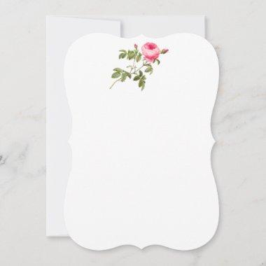 Pink Redoute Rose Invitations