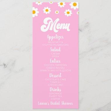 Pink Retro Daisy Flower Bridal Shower Food Menu