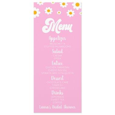 Pink Retro Daisy Flower Bridal Shower Food Menu