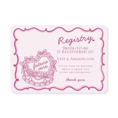 Pink Retro Heart Coquette Cake Registry Insert