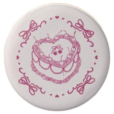 Pink Retro Heart Coquette Cherry Cake Birthday Chocolate Covered Oreo
