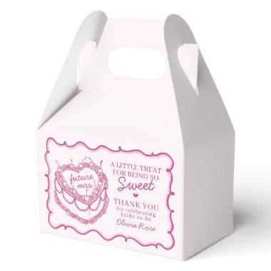 Pink Retro Heart Coquette Cherry Cake Bridal Showe Favor Boxes