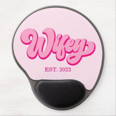 Pink Retro Wifey Est. Year Bride Fiancé Gel Mouse Pad