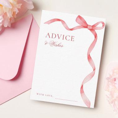 Pink Ribbon Bow Advice and Wishes Bridal Shower Enclosure Invitations