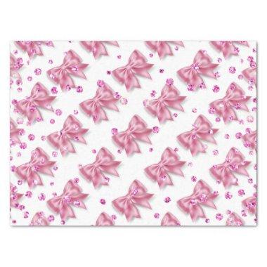 Pink ribbon bow shimmer pattern girly girls tissue paper