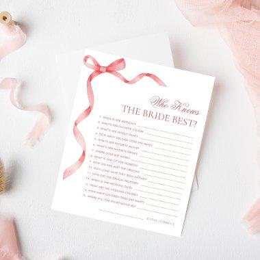 Pink Ribbon Bow Who Knows the Bride Best Game