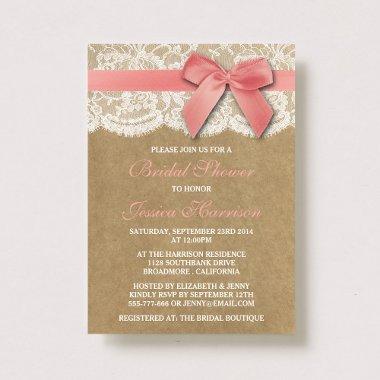 Pink Ribbon On Kraft & Lace