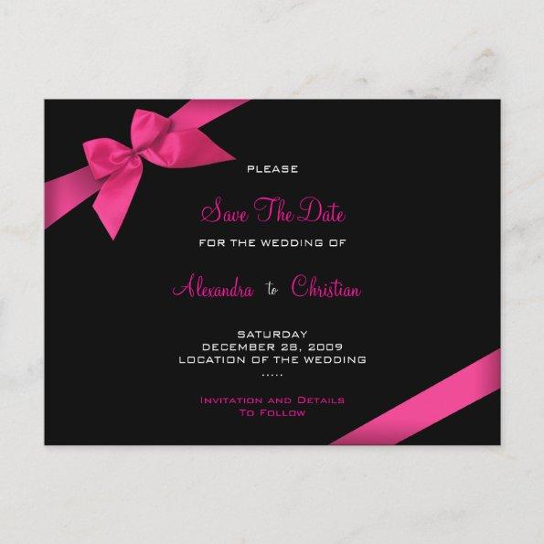 Pink Ribbon Wedding Save the Date 4 Announcement PostInvitations