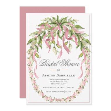 Pink Ribbons Floral Wreath Elegant  I